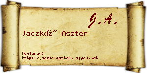 Jaczkó Aszter névjegykártya